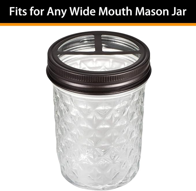 SheeChung 2 Pack Mason Jar Toothbrush Holder Lids, Wide Mouth ONLY, Bronze | Rustproof 304 Stainless Steel, for Ball Mason Jar or Any Pint, Western Rustic Farmhouse Decor, Bathroom Accessories Set
