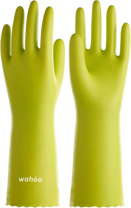 LANON wahoo Cleaning Gloves with Cotton Flocked Liner,Bud Tender,Large | Skin-Friendly,Dish Washing,Reusable,Latex Free,DEHP-Free,Non-Slip,Dishwashing Household Kitchen Gloves