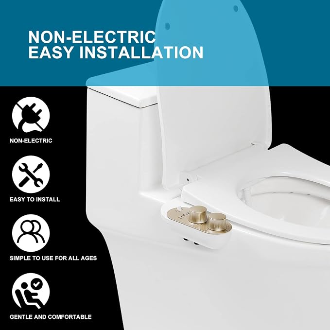 GLIGAM Hot and Cold Bidet Attachment for Toilet Seat, Warm Water Bidet | Ultra-Slim Bidet- Non-Electric with Self Cleaning Nozzles, Leak Proof, Adjustable Pressure Control & Angle Controls