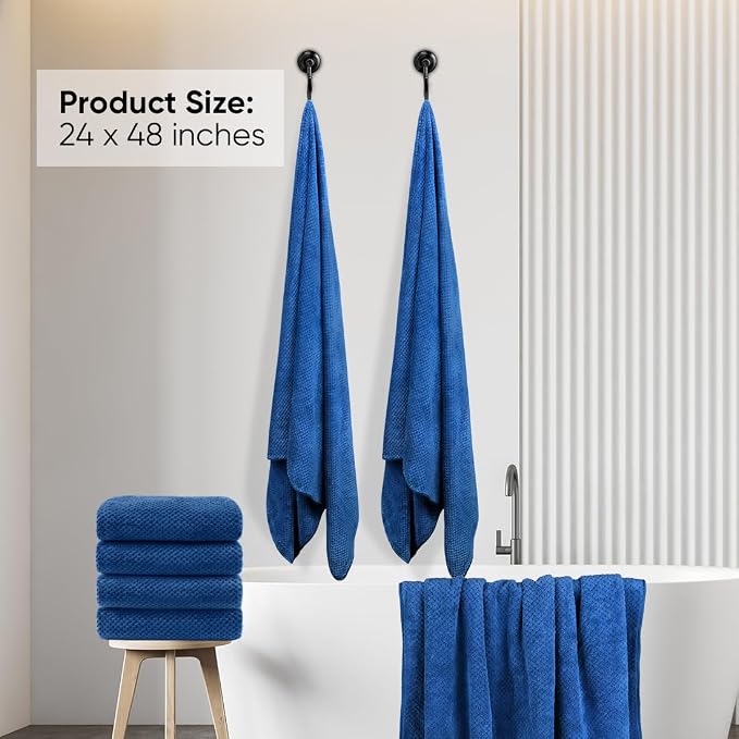 HOMEXCEL 6PK Bath Towel Set, 24x48 in, Absorbent&Quick Dry Towels for Hotel | Ultra Soft, Lightweight Towels for Bathroom, Spa and Beauty Parlor, Blue