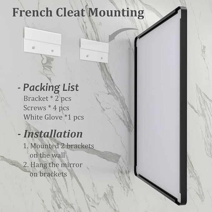 CHAMROR 24x32 Inch Black Metal Framed Bathroom Mirror for Wall | Rounded Rectangle Mirror, Matte Black Bathroom Vanity Mirror, Anti-Rust, Tempered Glass, Hangs Horizontally or Vertically