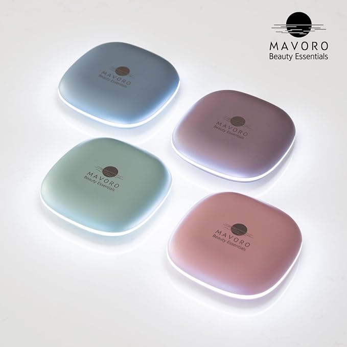 LED Lighted Travel Makeup Mirror 1x/10x, USB-C Rechargeable (Violet Mist)