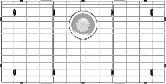 Stainless Steel Sink Protectors for Kitchen Sink, 27-9/16" x 14-9/16" | Rear Drain, Used in the Kitchen Sink, Anti-clogging, Anti-scratch, Easy to Clean, Rust Resistant, Include 1Pcs Sink Strainer