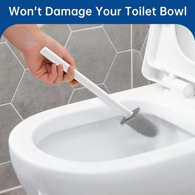 RV Toilet Bowl Brush by, Silicone Bristles, Wall-Mounted, Anti-Roll & Anti-Drip Design | Safe for RV Toilets, Travel Trailers, Campers | Durable & Easy to Clean | Made by RVers for RVers