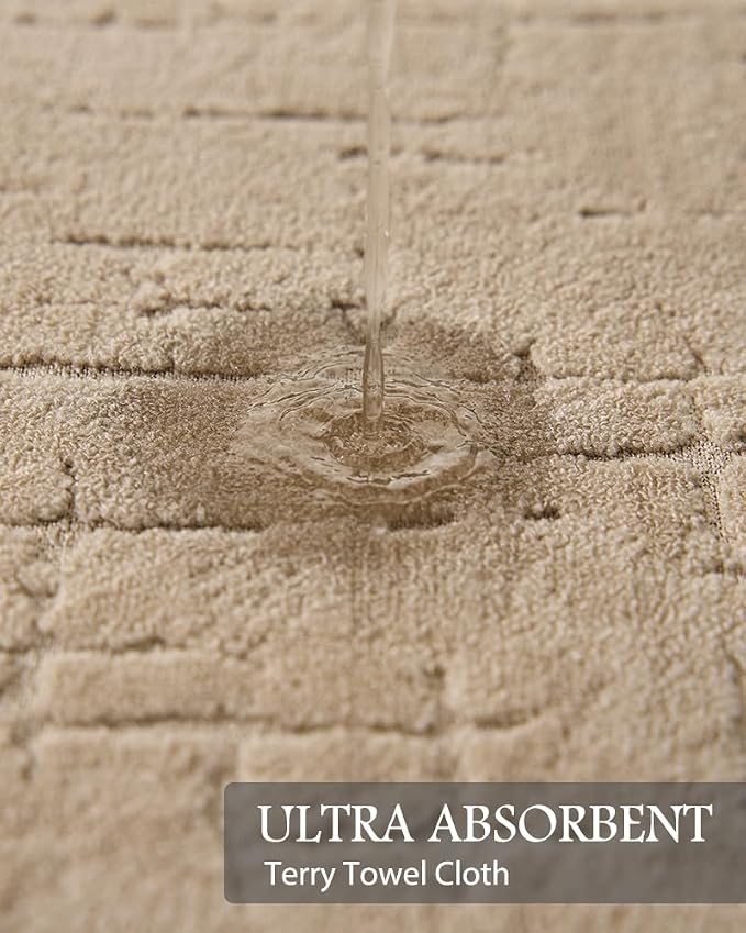 AMOAMI-Bath Mat-Absorbent Quick Dry Bathroom Floor Mats-Washable Rubber Backing Bath Mats for Bathroom Rugs Fit Under Door-Bath Rug for in Front of Sink Bathtub Shower Room, Camel 24''x70''
