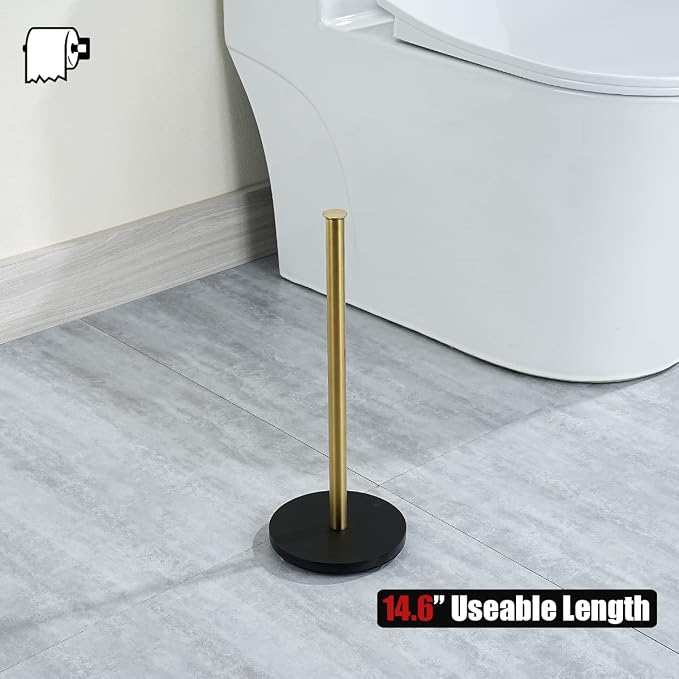 JQK Toilet Paper Storage Stand Gold, 304 Stainless Steel Thicken 0.8mm Tissue Reserve Holder Dispenser for Bathroom, Brushed Gold, TPS180-BG