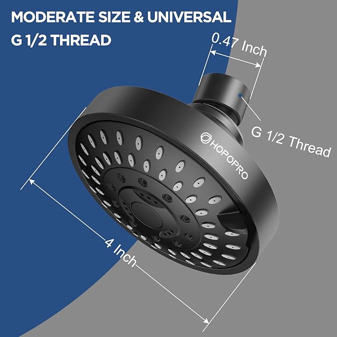 High Pressure Shower Head, HOPOPRO 5-Mode Fixed Showerhead, NBC Recommended | The Washington Post, NBC News, Today TV Show Recommended, Consumer Reports Tested High Flow Fixed Shower Head (4 Inch Black)