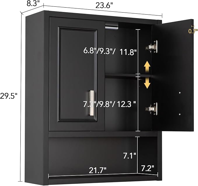 VANIRROR Bathroom Wall Cabinet Above Toilet with DIY Lighting 23x29inch | Wood Wall mounted Medicine Cabinet for Entryway Laundry Room Kitchen, Soft-Close Hinge, 2 Door Over Toilet Cabinets