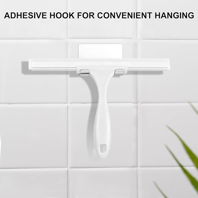 SetSail Squeegee for Shower Glass Door, 10 Inches, White | Stainless Steel Squeegee for Shower Glass Door, All-Purpose Window Squeegee for Shower Mirror Bathroom Car Window Cleaning