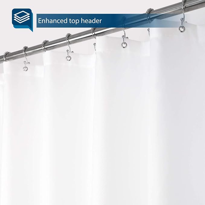 Barossa Design 72x84 Extra Long Fabric Shower Curtain or Liner White | Soft Microfiber Cloth, Waterproof, Hotel Quality, Machine Washable, 72W x 84H for Bathroom