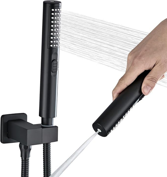 Handheld Shower Head，High Pressure Shower Head,Water Saving Detachable Shower Wand with Solid Brass Body and 5 ft Flexible Hose, Easy to Clean and Durable (Cylinder Head)