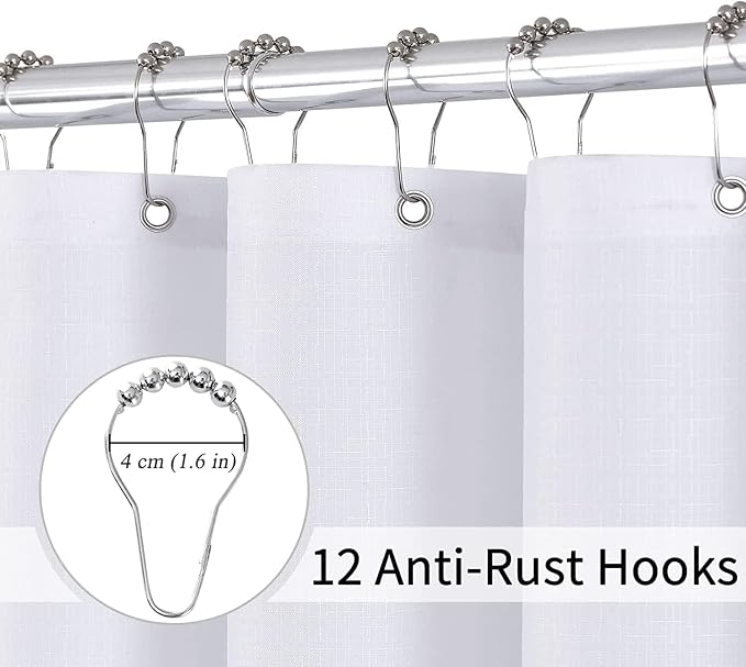 Extra Long Shower Curtain Blue Grey 84 Inch Blue and White Ombre Shower Curtains, Modern Water Repellent Bathroom Bath Decor Set with Hooks for Bathtub Luxury Hotel Spa, Light Blue 72x84