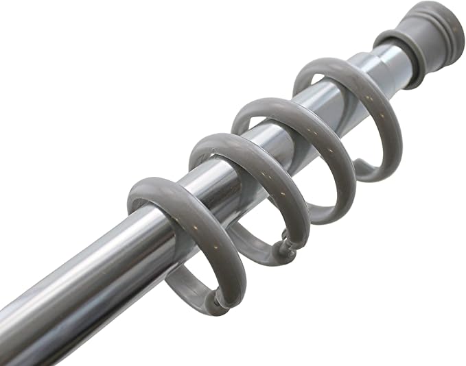 12 Piece Plastic Basic Locking Round Hook Easy Gliding Shower Curtain Rings Fits All Standard Size Shower Rods (Grey)