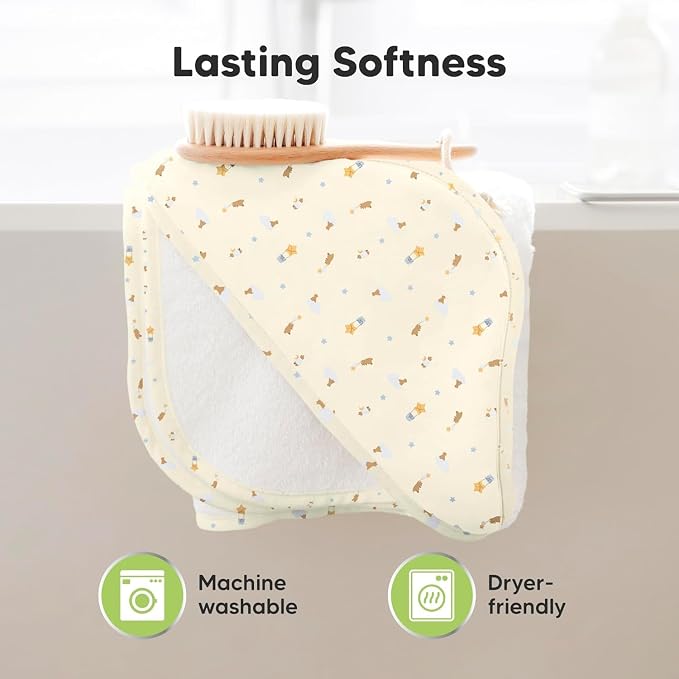 KeaBabies Hooded Baby Towel for Newborn, Baby Bath Towels (Dreamers, 35x35) | Viscose Derived from Bamboo, Large Baby Towels with Hood, Boys, Girls, Toddler, Soft Absorbent Baby Bath Essentials