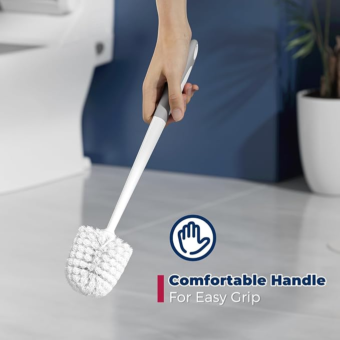 Holaloha Toilet Bowl Brush for Replacement, 5 Pack, White | Bathroom Accessories, Ergonomic Silicone Handle, Dense Bristles, Deep Cleaning, Scrubber, with 5 Groove Gap Brushes