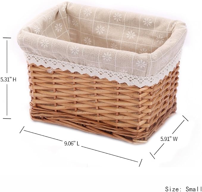 Rectangular Wicker Storage basket&bins container, Organizer Box, Kingwillow Art & Craft (Small)
