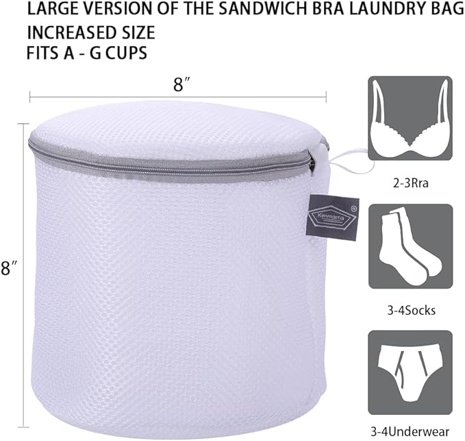 Bra Washing Bag for Laundry, Lingerie Bags for Washing Bras, 8" | Bra Bag for Washing Machine, for Underwear, Keep Shape, Privacy, Prevent Tangling, Protect Underwire, 3Pack, Large