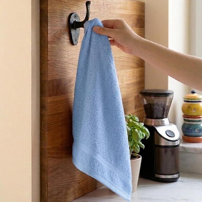 Basic Hand Towels 16x26 Inches – Pack of 12 – Blue Color – Soft and Absorbent Multipurpose Cotton Towels for Bathroom, Spa, Gym, Salon, Hotel, and Everyday Use