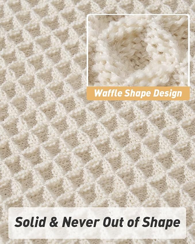 AMOAMI Upgraded Waffle Bath Mat, Super Absorbent Non Slip Bath Mats for Bathroom Floor, Machine Washable Bathroom Rugs with Tassels, Rubber Backed Bathroom Mats, Ultra Soft, 18" x 30", Pale Beige