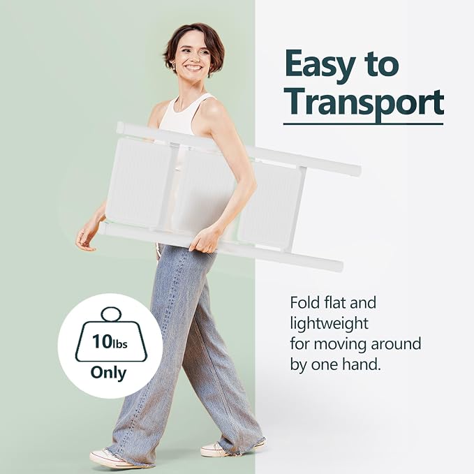 3 Step Foldable Step Stool, 330lbs Load, White | Folded 36'' H x 2'' T; Net 9.9 lbs; Anti-Slip Feet Grip Wood, Tile, Carpet; Wide Pedals; For Kitchens, Closets.