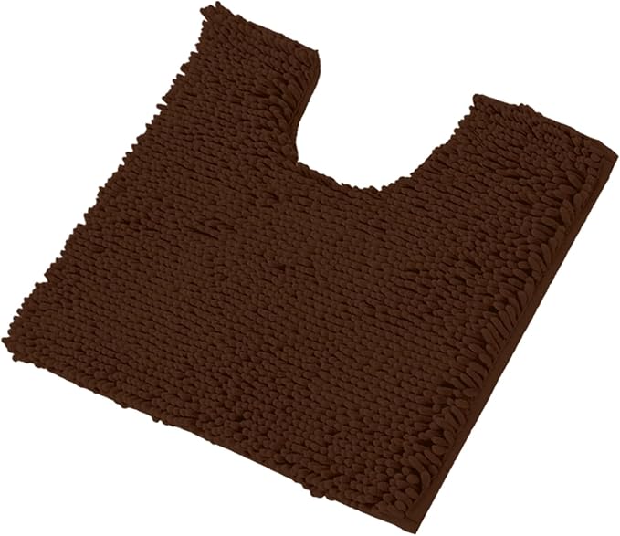 LuxUrux Bath Mat-Extra-Soft Plush Bath Shower Bathroom Rug,1'' Chenille Microfiber Material, Super Absorbent Shaggy Bath Rug. Machine Wash & Dry (20 x 20, Brown)