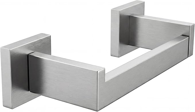 Toilet Paper Holder Wall Mount Brushed Nickel Stainless Steel | Toilet Tissue Roll Holder Bathroom Square Toilet Paper Towel Roll Holder Double Post Pivoting Tissue Handle