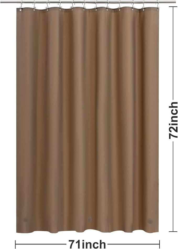 Barossa Design Brown Shower Curtain Liner Standard Size | Premium PEVA, BPA & PVC Free, No Chemical Smell, Metal Grommets, Lightweight Shower Curtain with 3 Magnets for Bathroom