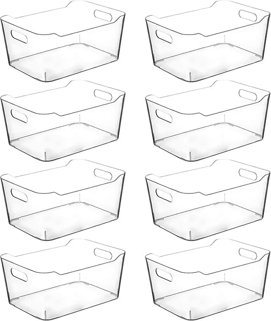 CONTROL KITCHEN Clear Plastic Storage Bins for Kitchen Organization or Pantry Organizers and Storage, Freezer Organizer Storage Containers Bin for Organizing Refrigerator Cabinet Organizers (8, Large)