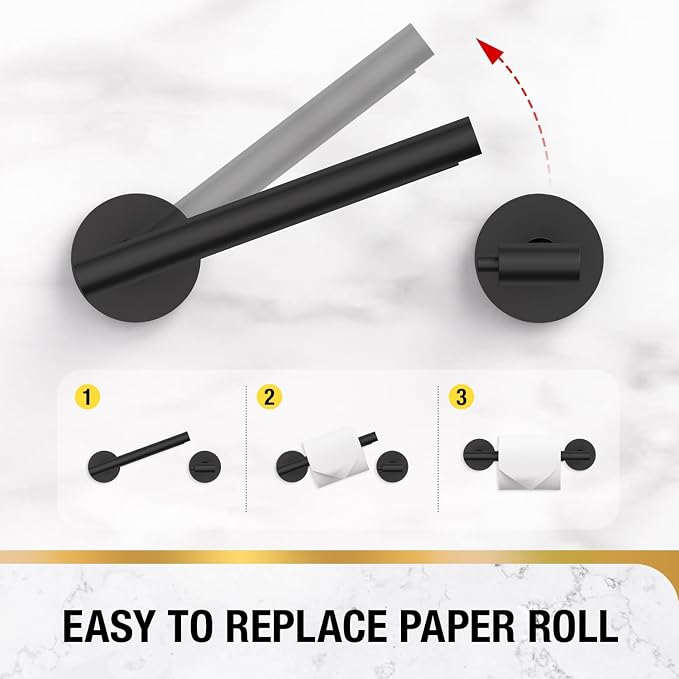 HITSLAM 2 Pack Matte Black Toilet Paper Holder, Double Post Pivoting, SS304 | Set of 2 Wall Mount Bathroom Tissue Holders, Rustproof Stainless Steel, Ideal for Multiple Bathrooms, Easy Roll Change