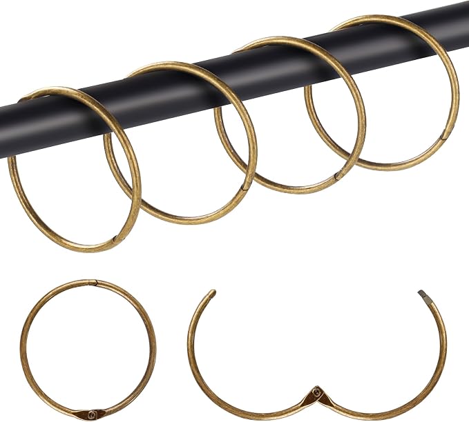 20Pcs Shower Curtain Hooks,Metal Round Shower Curtain Hooks Roman Rings | Rustproof Decorative Shower Curtain Rings for Bathroom, Bathtub, Window, Balcony (20, Bronze)