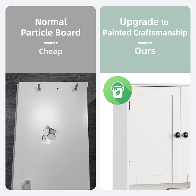 Bathroom Wall Cabinet, 30" x 24" White Painted Finish Wooden Wall Mounted Medicine Cabinet with 3 Level Adjustable Shelf, Over the Toilet Storage Cabinet, Wall Storage Cabinet for Bathroom