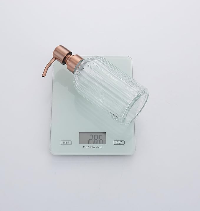 Copper Glass Bathroom Soap Dispenser with Metal Pump,Vintage Dish Soap Dispenser for Kitchen, Used for Lotionor Home,Bathroom,Countertop, Hotel,2 Packs