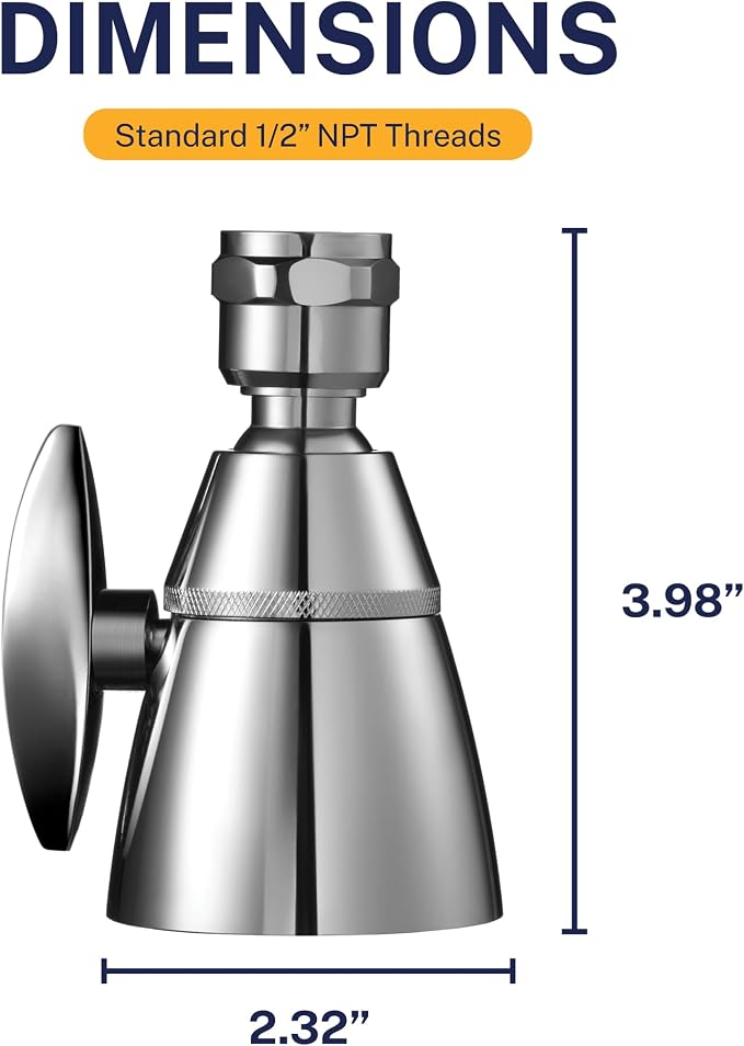 HammerHead Showers® Solid Metal 2 Inch High Pressure Shower Heads - CHROME – 2.5 GPM Shower Heads High Pressure - High Flow Shower Head with ADJUSTABLE SPRAY PATTERN - Fixed Shower Head