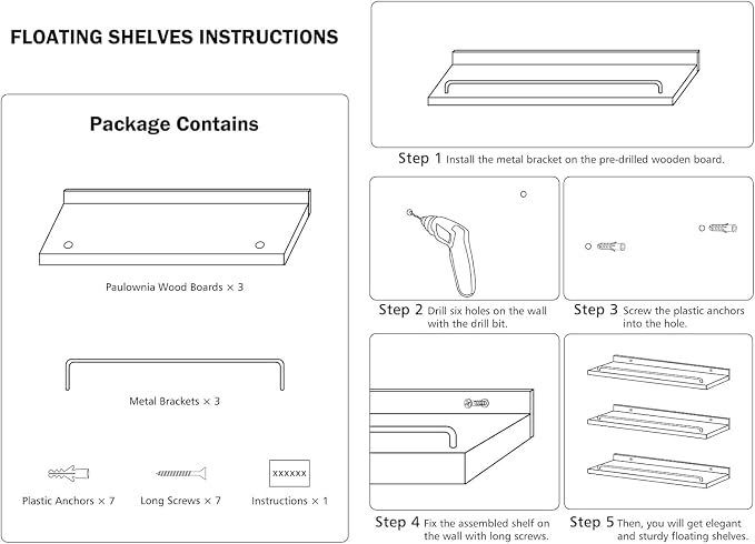 RYOFOBETTO Small Floating Shelf, 6X9 Inches Farmhouse Wall Shelves for Living Room, Bedroom, Picture Frames, Plants, Kitchen, Set of 3 (White and Black)
