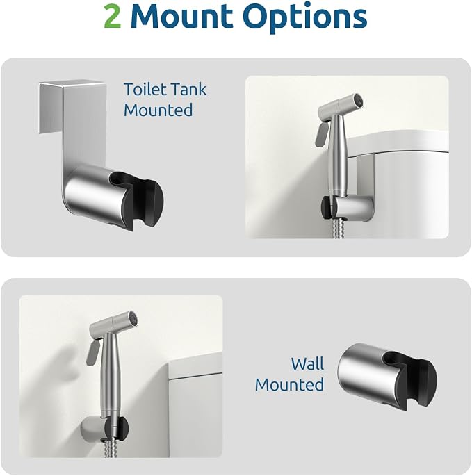 Handheld Bidet Sprayer for Toilet, Brushed Nickel, 3 Pack | Bidet Attachment for Toliet, 3 Packs, Adjustable Pressure, Stainless Steel Body, Feminine Wash, Cloth Diaper Rinse