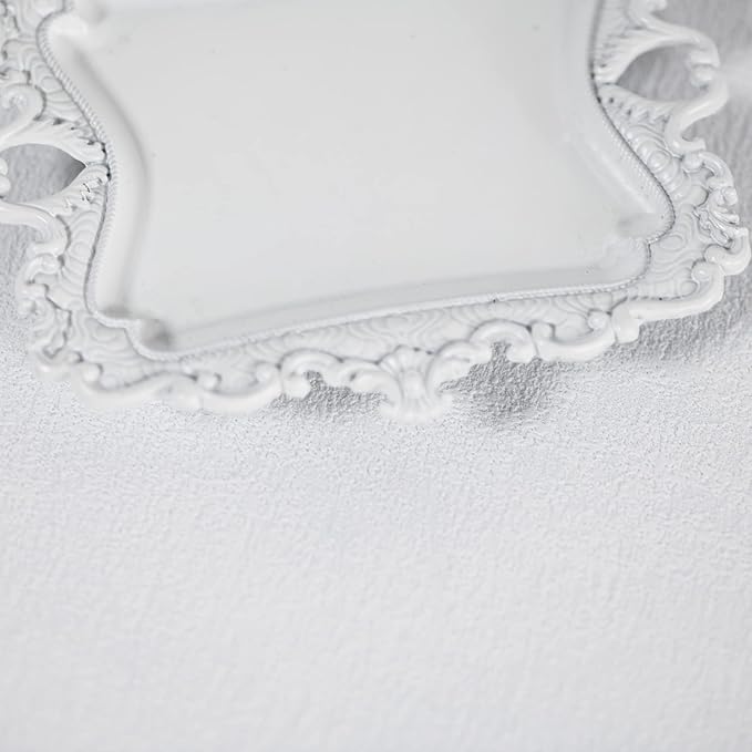 Funly mee Antique Trinket Dish Vintage Jewelry Tray, Ring Holder (White, S)