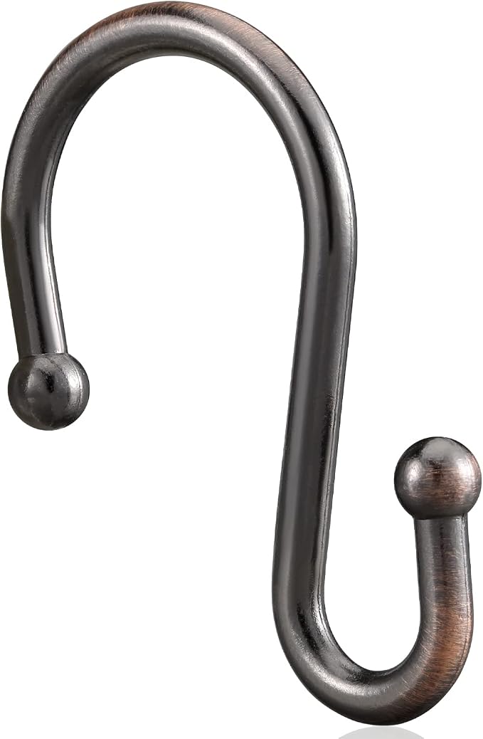 Bronze Shower Curtain Hooks,Rust Proof Shower Rings for Shower Curtain, Set of 12 CHICTIE Oil Rubbed S Shaped Decorative Shower Curtain Hooks Hangers for Bathroom Curtains,Clothing, Towels, etc