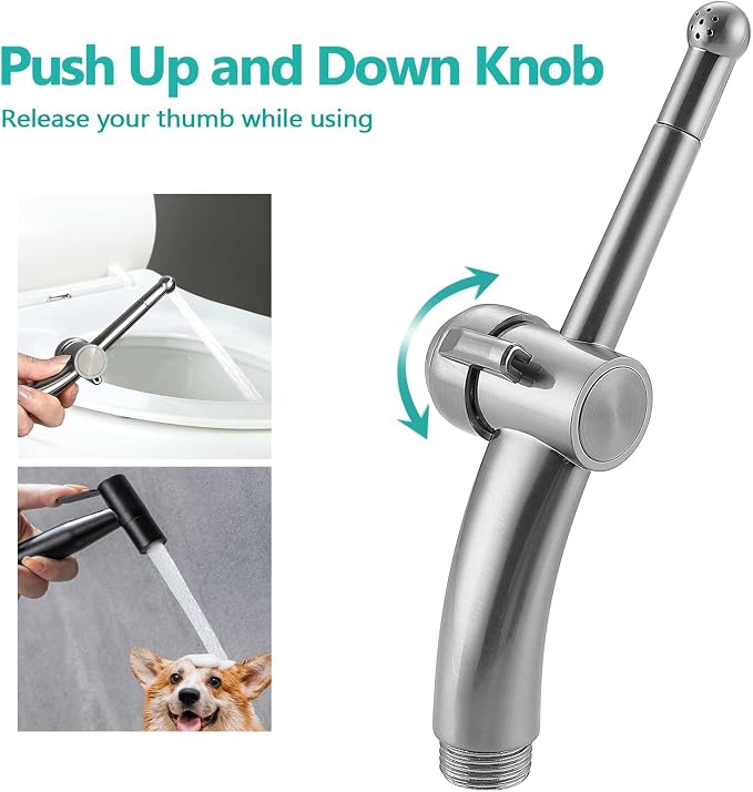 BARROCK Bidet Sprayer for Existing Toilet, Advanced Handheld Ergonomic Jet Spray Set with Precision Water Pressure Control for Muslim Shower/Feminine Hygiene/Pet Cleaning, Bruhsed Nickel
