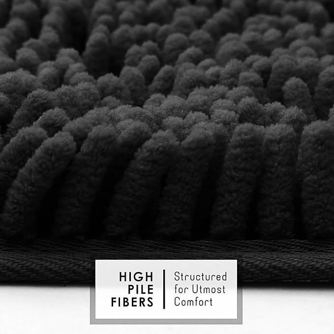 Hearth & Harbor Bathroom Rugs, Chenille Bath Mat - Machine Washable Bath Mats for Bathroom Non-Slip Backing Rubber, Quick Dry Bathroom Mat