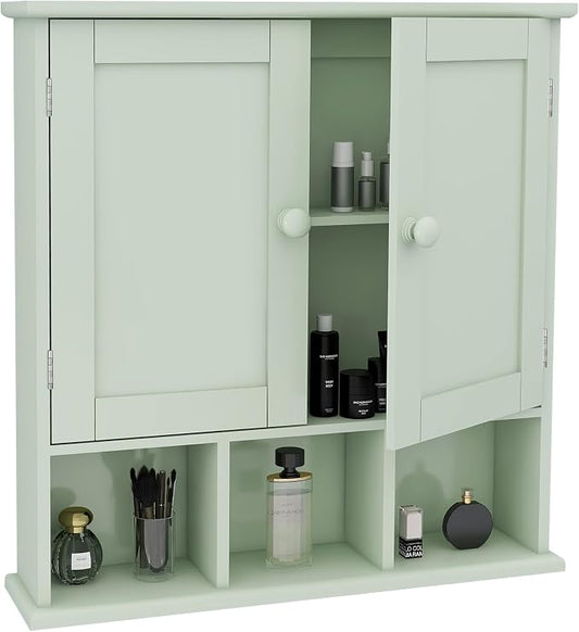 TaoHFE Green Medicine Cabinet,Bathroom Wall Cabinet with 2 Door | Adjustable Shelves,Over The Toilet Storage Cabinet,Green Bath room Cabinet Wall Mounted,Medicine Cabinets for Laundry Kitchen