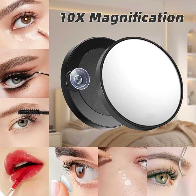 Vanity Mirror with Lights,Makeup Mirror with 17 Dimmable LED Bulbs, 3 Color Lighting Modes Detachable 10X Magnification Mirror Touch Control, 23.6X19,7 inch, Black