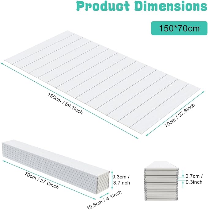 Bathtub Tray - 59x27.5x0.3in Foldable Anti-dust Bathtub Cover Bath Insulation Cover, PVC Shutter Bath Lid Fit Most Tubs, Can Store Wine Glass, Books, Tablets, Cellphones