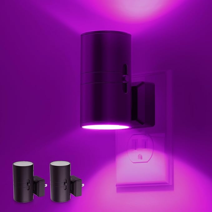 L LOHAS LED Purple Night Light, Purple Lights, Night Lights Plug into Wall | Light Sensor, 0-100LM Dimmable Night Lights Decorative for Christmas Halloween Holiday, Home Decor, Party Decor, 2 Pack
