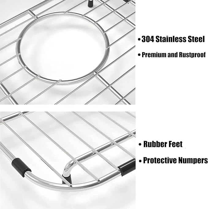 Orgneas Sink Protectors for Kitchen Sink Universal Double Bowl | 304 Premium Stainless Steel Sink Bottom Grid 12.5"x10.5", Kitchen Sink Protector Grid Sink Grate Rack Centered Drain, 2 Pcs
