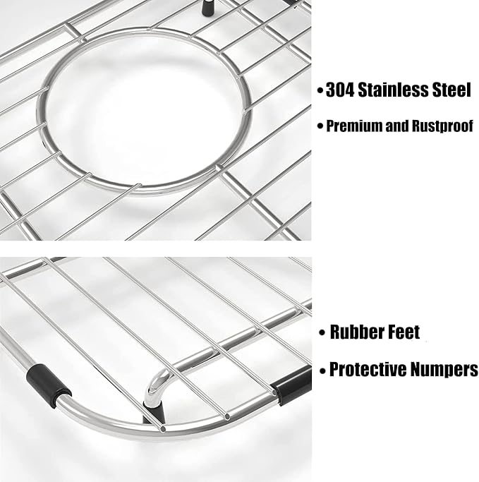 Orgneas Sink Protectors for Single Bowl Kitchen Sink Centered Drain | 304 Premium Stainless Steel Sink Bottom Grid Insert Sink Grate Drying Rack 12.5"x10.5", 1 Pcs