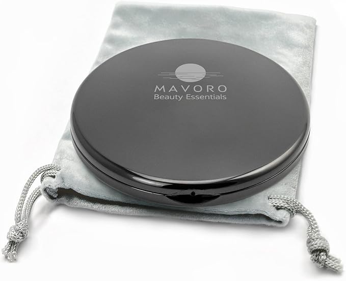 4" Compact Travel Makeup Mirror,1x/10x Magnification, Dual-Sided (Black)