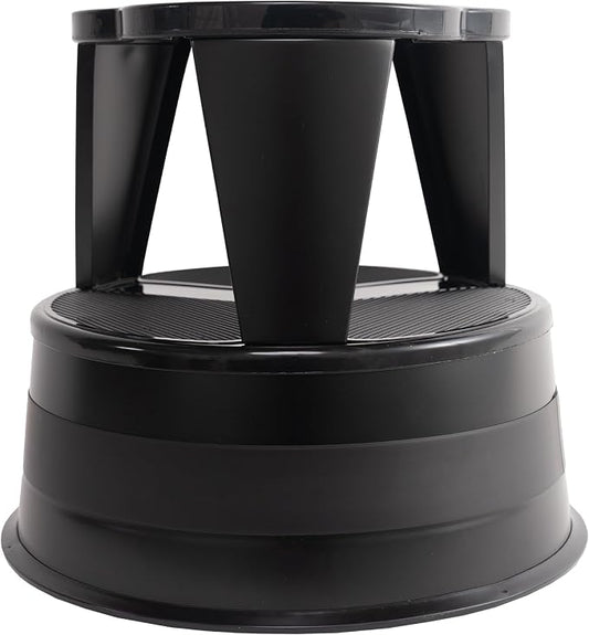 Step Stool with Locking Wheels, Cramer Kik-Step Heavy Duty Rolling Steel Stool, Non-Slip, Holds 350 lbs (Black)