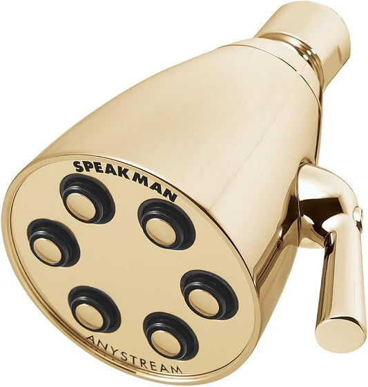 Speakman S-2252-PB Signature Brass Icon Anystream High Pressure Adjustable Shower Head, Polished Brass, 2.5 GPM