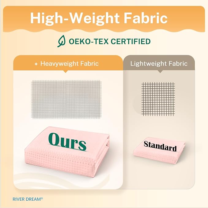 River Dream Waffle No Hook Shower Curtain with Liner,Light Pink,71x74 | Dotted Waffle,Snap-in Liner,Heavy Duty,Quick Dry,Mesh Top Window,With Bottom Magnets,Hotel-Grade,Washable,Standard Size