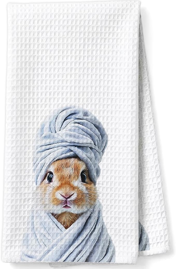 Rabbit Bunny Gifts Decoration Towels for Washroom Toilet, Rabbit Bunny Lover Waffle Weave Bathroom Towels for Farmhouse